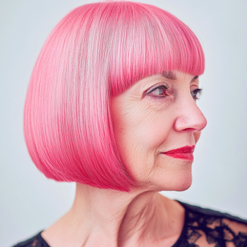 Vivid pink bob cut