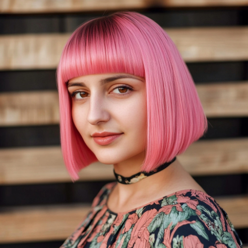 Sophisticated pink bob cut