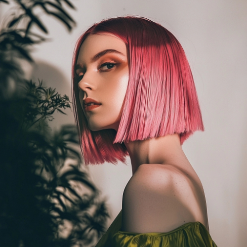 Bold pink bob style