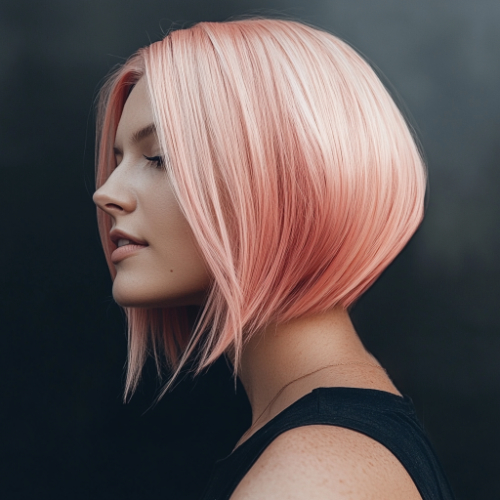 Chic pink bob cut