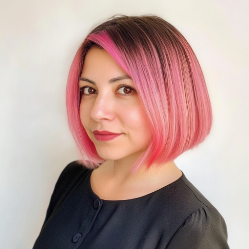 Elegant pink bob cut