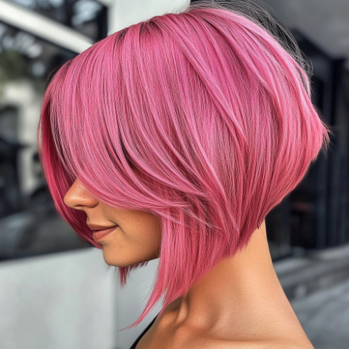 Sophisticated pink bob hairdo