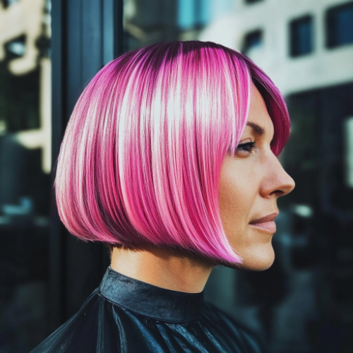 Vivid pink bob hairstyle