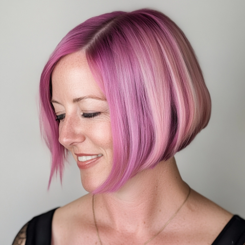 Vibrant pink bob hairstyle