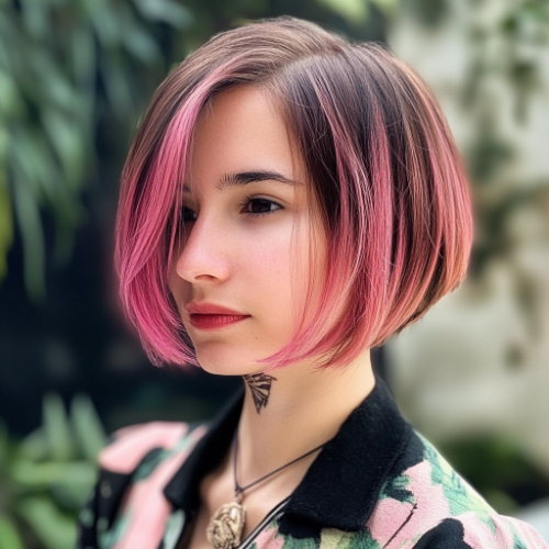 Trendy pink bob hairstyle