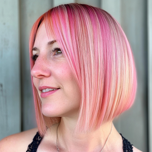 Vivid pink bob hairstyle