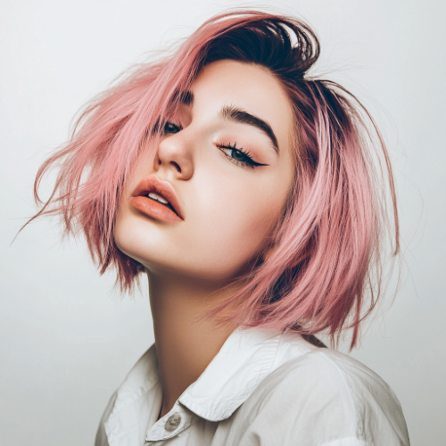 Bold pink bob cut