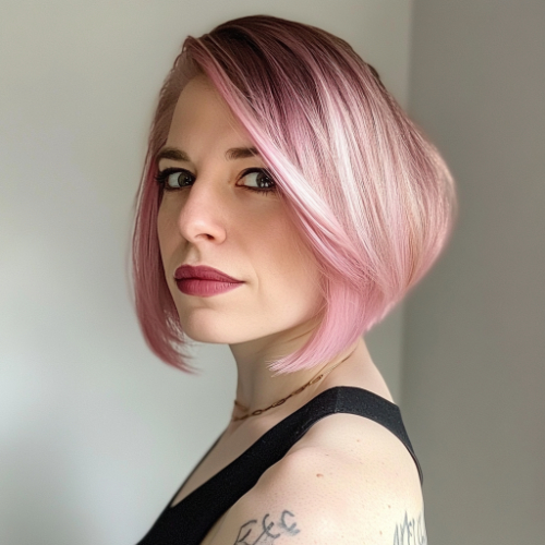 Trendy pink bob haircut