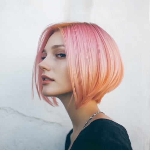 Elegant pink bob cut