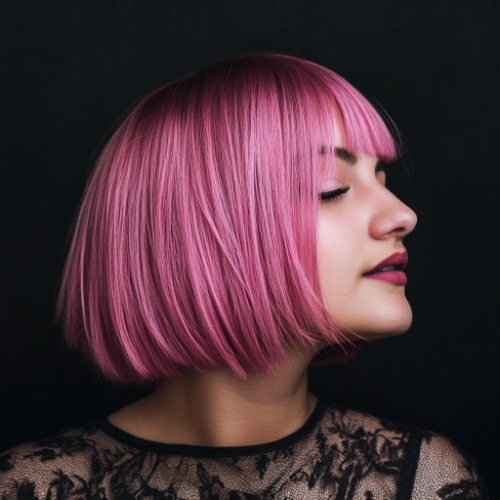 Stylish pink bob hairdo