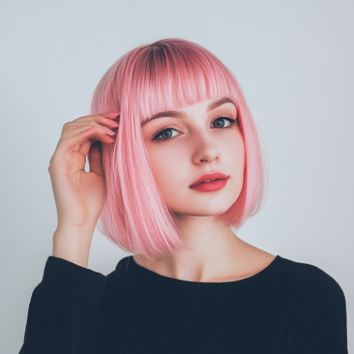 Bright pink bob hairstyle