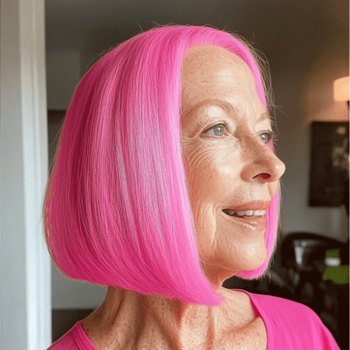 Vibrant pink bob cut