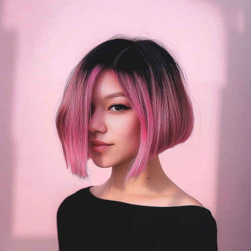 Bold pink bob hairstyle