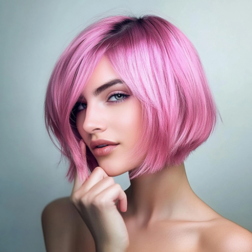 Elegant pink bob cut