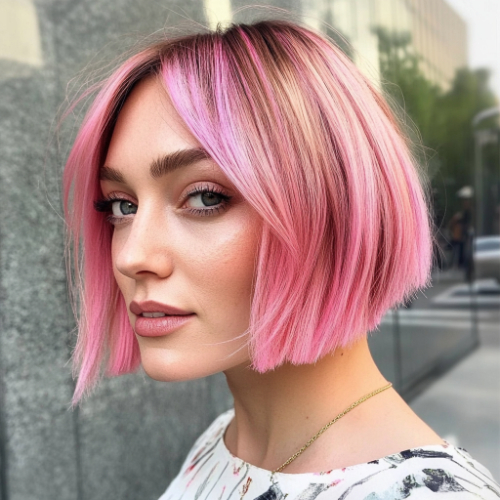 Fashionable pink bob hairstyle