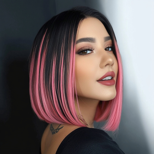 Trendy pink bob cut