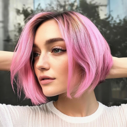 Vivid pink bob hairstyle