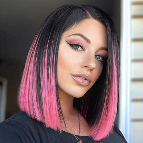 Sophisticated pink bob haircut