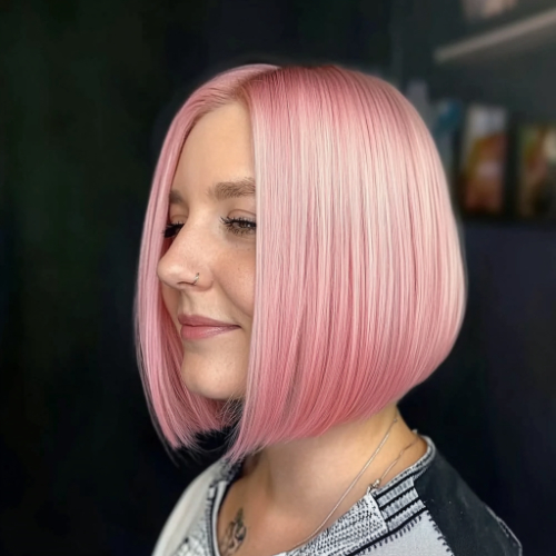 Cute pink bob hairstyle