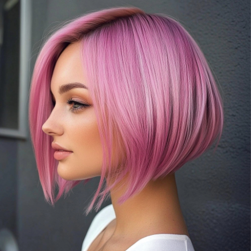 Elegant pink bob haircut