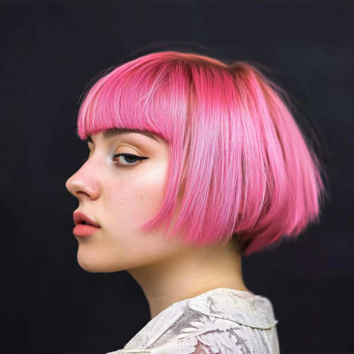 Trendy pink bob haircut