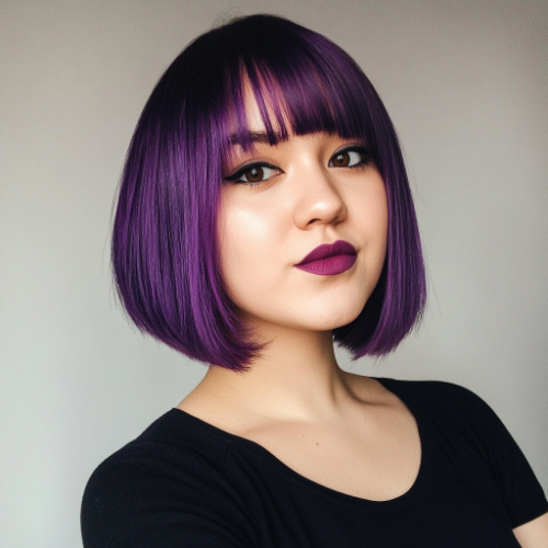 Trendy purple bob haircut with voluminous layers