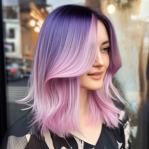 Sophisticated purple bob with a smooth, sleek finish