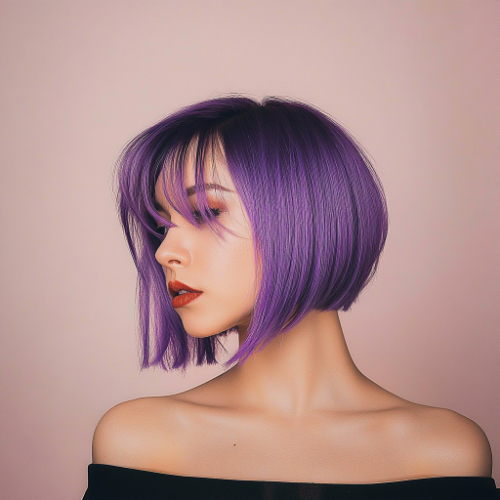 Fun and playful purple bob with textured ends