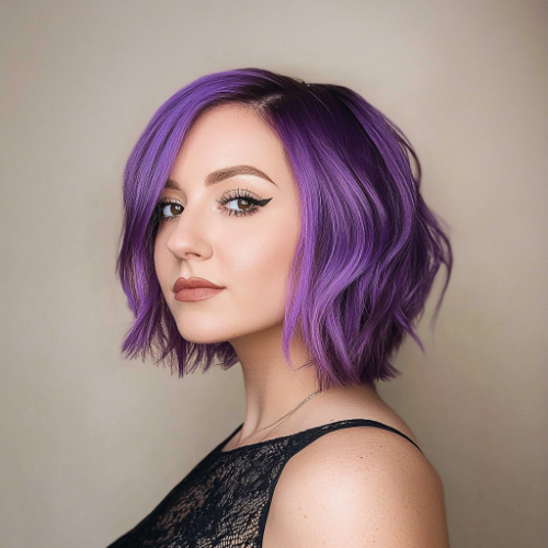 Vivid purple bob with an elegant and refined style