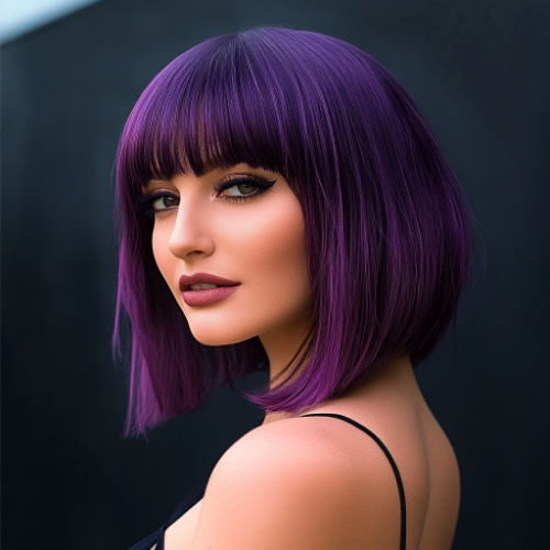 Chic purple bob with a smooth, polished look