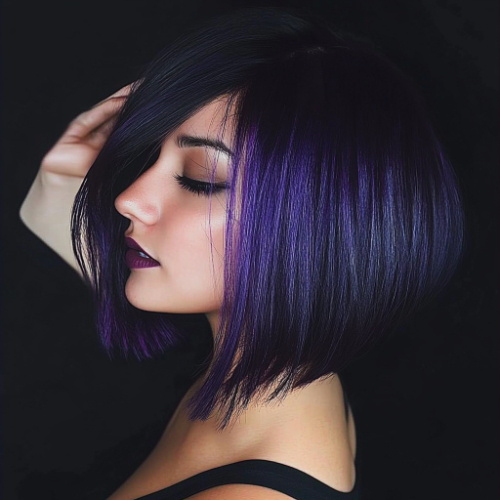 Trendy purple bob with volume and texture