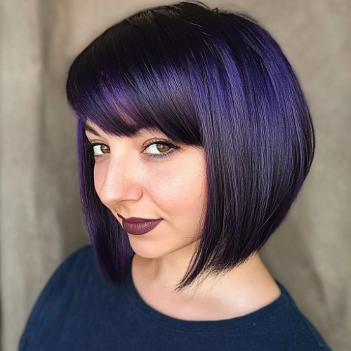 Stylish purple bob with an elegant and refined cut