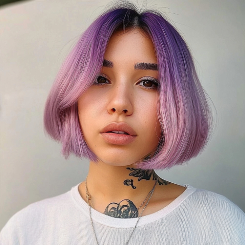 Chic purple bob with a sophisticated and modern look