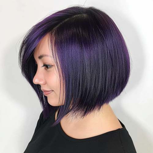 Vivid purple bob with modern, sleek finish