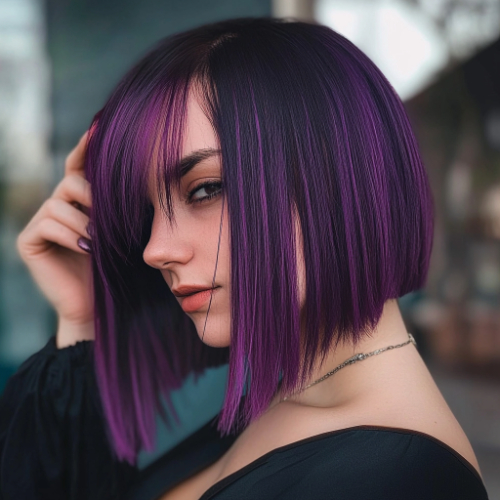 Chic purple bob with a contemporary and polished look