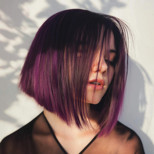 Elegant purple bob with a clean and stylish appearance