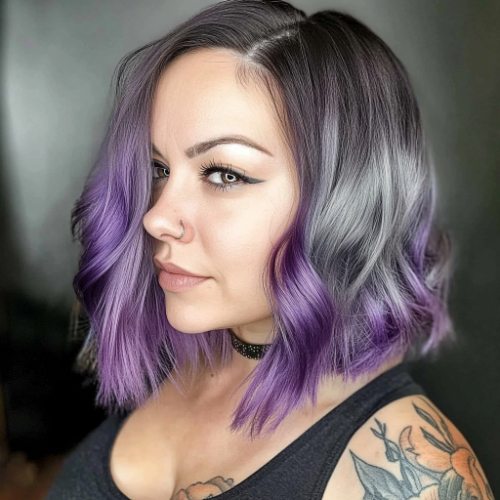 Sophisticated purple bob with smooth, sleek finish