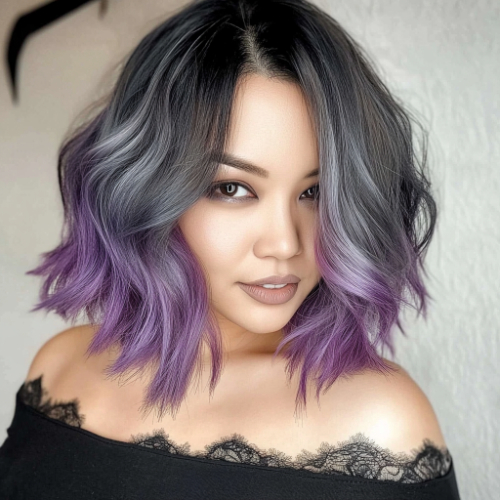 Chic purple bob with a sleek and modern cut