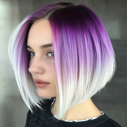 Vibrant purple bob with a sophisticated style