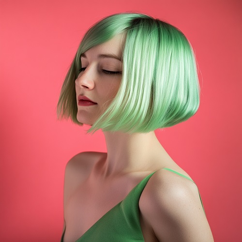 seafoam green bob hairstyle