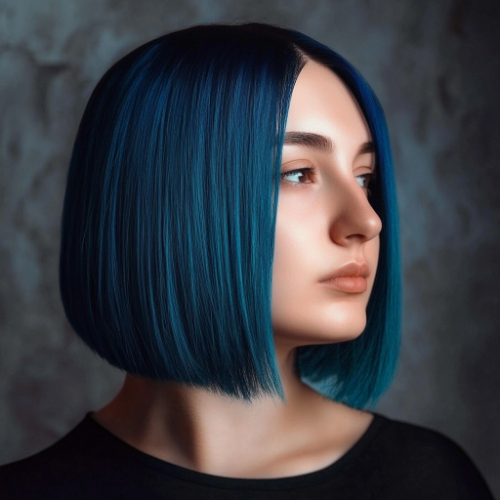 bold blue bob style