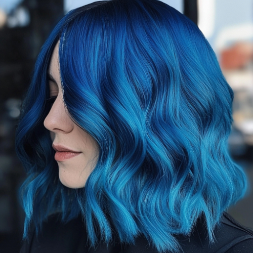 elegant blue bob hairstyle