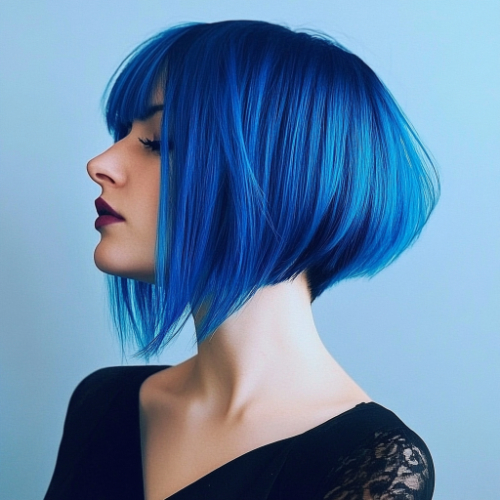 fashionable blue bob hairstyle