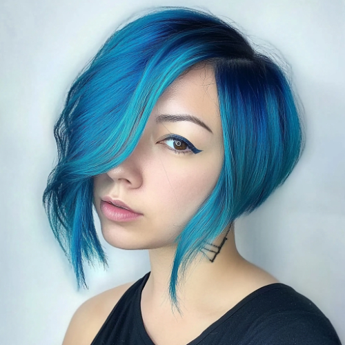 gorgeous blue bob hairstyle