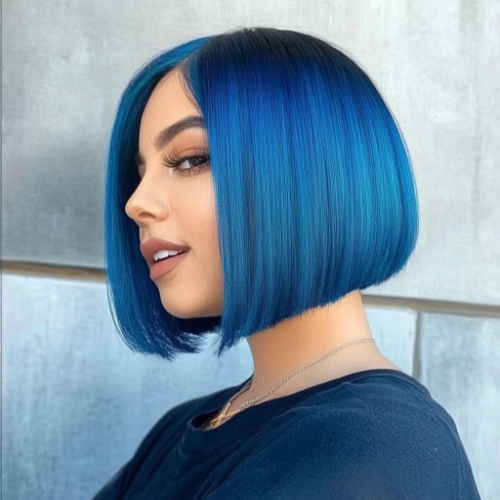 elegant blue bob hairstyle