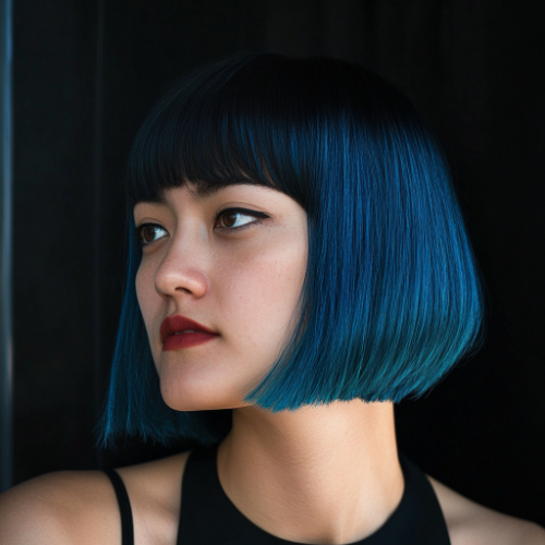 sophisticated blue bob look