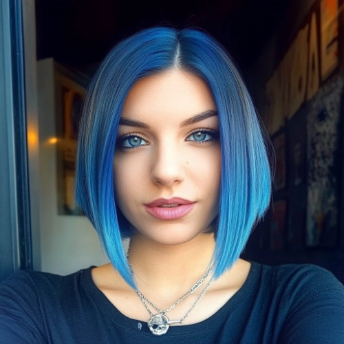 modern blue bob hairstyle