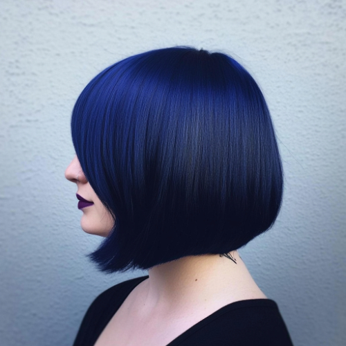 trendy blue bob haircut