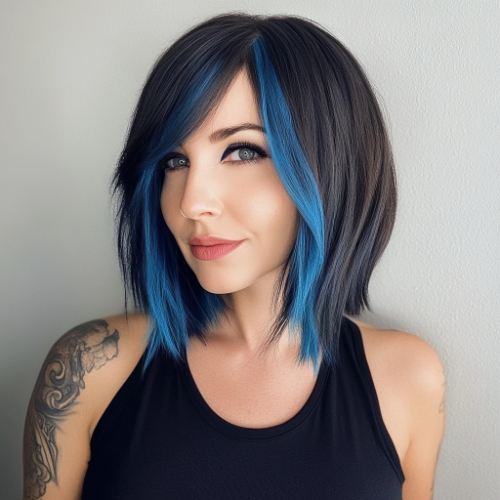 vivid blue bob hairstyle