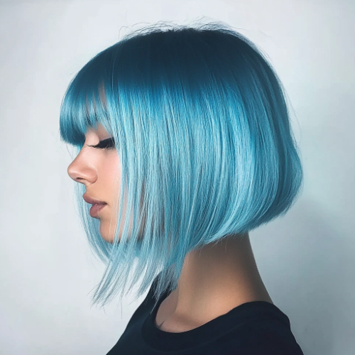 chic blue bob hairstyle